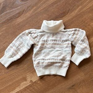 Cozy Cream Patterned Turtleneck Sweater for Toddler